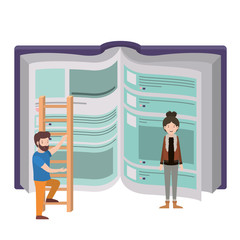 couple with text book and stair avatar character