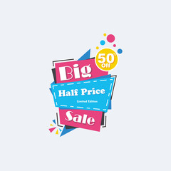 Big Sale discount promo design for flyer, ribbon, banner, poster and background.