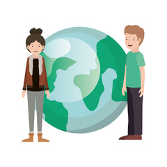 couple with planet earth avatar character
