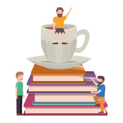 men with light bulb with books avatar character