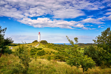 landscape and lighthouse Dornbusch at Hiddensee island