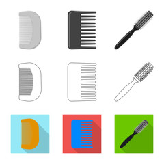 Vector illustration of brush and hair logo. Collection of brush and hairbrush stock symbol for web.