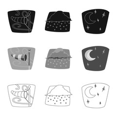 Vector illustration of weather and climate logo. Collection of weather and cloud stock vector illustration.