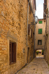 A street in the historic village of Vodnjan (also called Dignano) in Istria, Croatia
