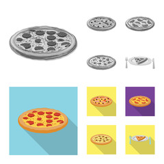 Vector design of pizza and food symbol. Collection of pizza and italy vector icon for stock.