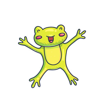 Charming cartoon happy frog