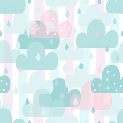 Cute hand drawn clouds Seamless pattern. vector illustration