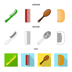 Vector design of brush and hair icon. Set of brush and hairbrush stock vector illustration.