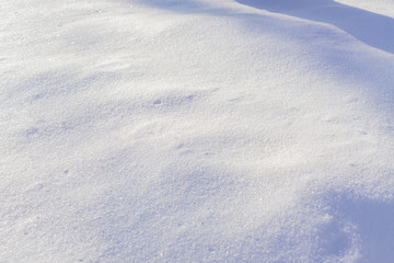 Fototapeta na wymiar texture of white snow sparkling on the sun.