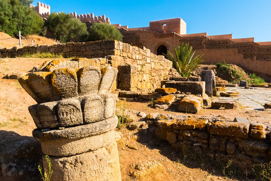 Ruins of the ancient necropolis of Kellah Chellah in the city of Rabat, Morocco in Africa