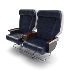 First Class Passenger Double Aircraft Seat. 3D Illustration, isolated