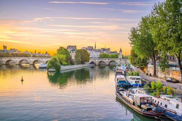 Tuinposter Sunrise view of old town skyline in Paris © f11photo