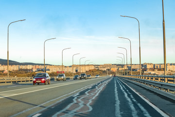 Fototapeta na wymiar Murmansk bridge