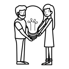 couple with light bulb avatar character