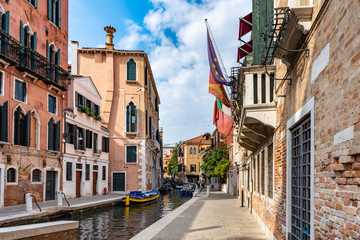 narrow canal in summer in venice