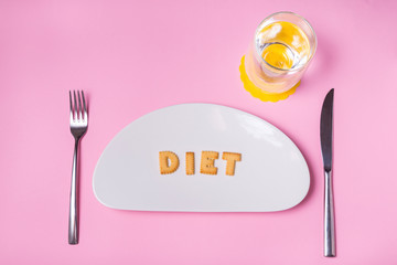 Biscuit letters on porcelain plate, Diet