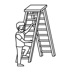 man with wooden stair avatar character