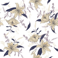 Fototapeta premium Blooming garden Flower seamless pattern for fashion print and all prints soft and trendy color