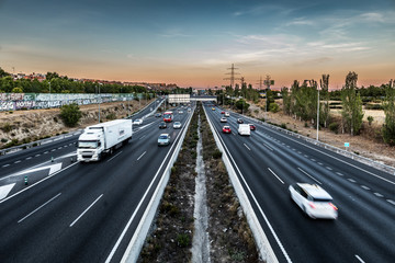 The M-40 orbital motorway circles the central districts of Madrid, the capital city of Spain.