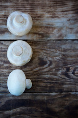 Three mushrooms white mushrooms