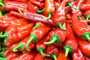 Fresh Organic red Peppers Background.
