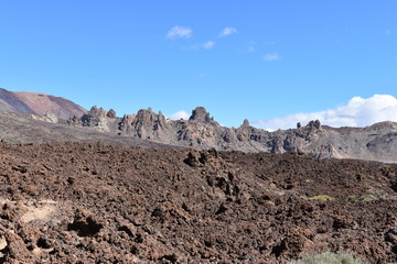Hiking trail to the big famous volcano Pico del Teide in Tenerife, Europe