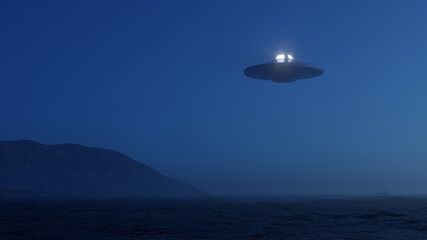 Fototapeta na wymiar 3d render UFO above the ocean