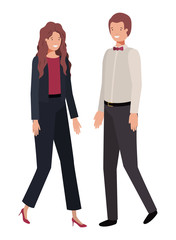 young couple of business avatar character