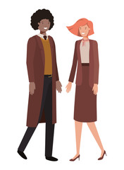 young couple of business avatar character
