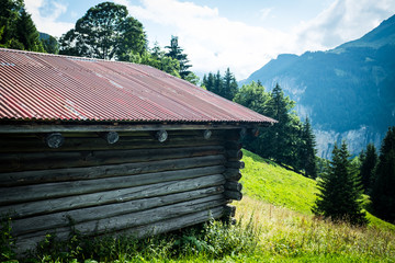Fototapeta na wymiar Alpine House in Swiss Alps