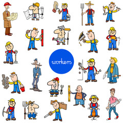 Fototapeta premium cartoon workers characters big set