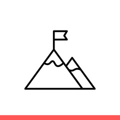 Mountain with flag vector icon, Modern flat sign isolated on white background