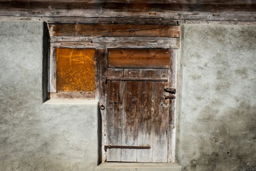 Old Door to small cabin in Lauterbrunnen Switzerland