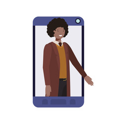 businessman in smartphone avatar character