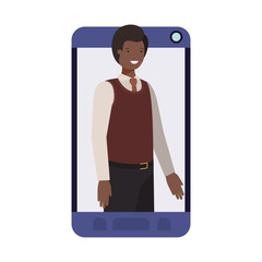 businessman in smartphone avatar character