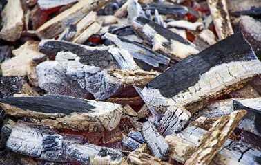 Wood fire, texture embers after a fire