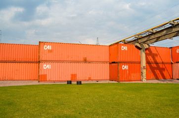 Fototapeta na wymiar Orange containers
