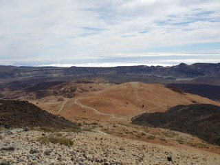 Hiking trail to the big famous volcano Pico del Teide in Tenerife, Europe