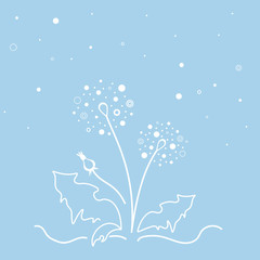 Stylized dandelion in the wind, vector illustration