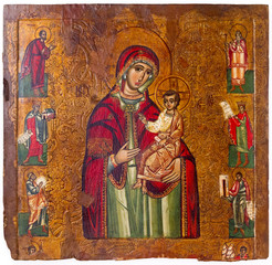 Bardejov, Slovakia. 2018/8/9. An icon of Virgin Hodegetria (Our Lady of the Way). Around 1550-1580....