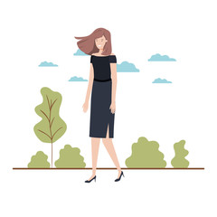 businesswoman with landscape avatar character