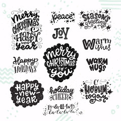 Set of Christmas and New Year hand lettering