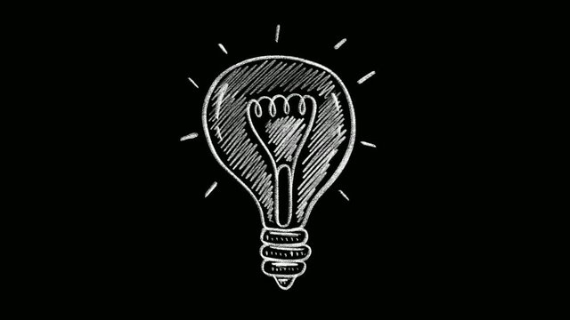 Light bulb hand drawn animation with alpha channel