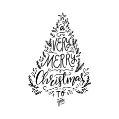 A Very Merry Christmas To You hand lettering phrase