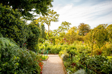 Landscape view on the beautiful Claud Monet's garden, famous french impressionist painter in...