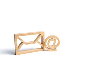 Envelope and email symbol on a white background. Concept email address. Internet technologies and...