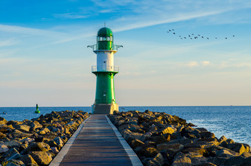 at the lighthouse in warnemünde