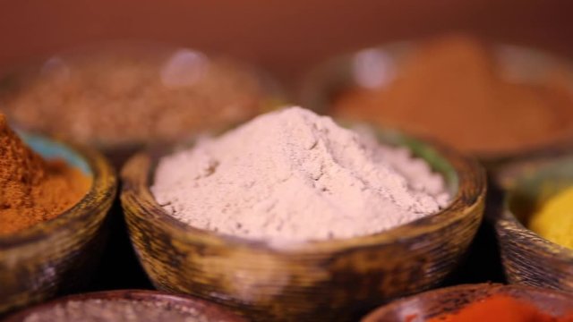 Cookbook and various spices background 