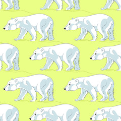 Polar bear seamless pattern. Background  with cute polar bear. Vector seamless pattern.