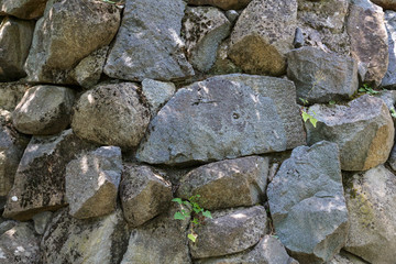 Fototapeta na wymiar Texture. Fragment of an ancient wall of stone masonry.